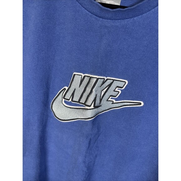 Vintage Y2k Nike Shirt Long Sleeve 2000s Silver Tag Swoosh Spell Out Adult XL - Picture 2 of 8